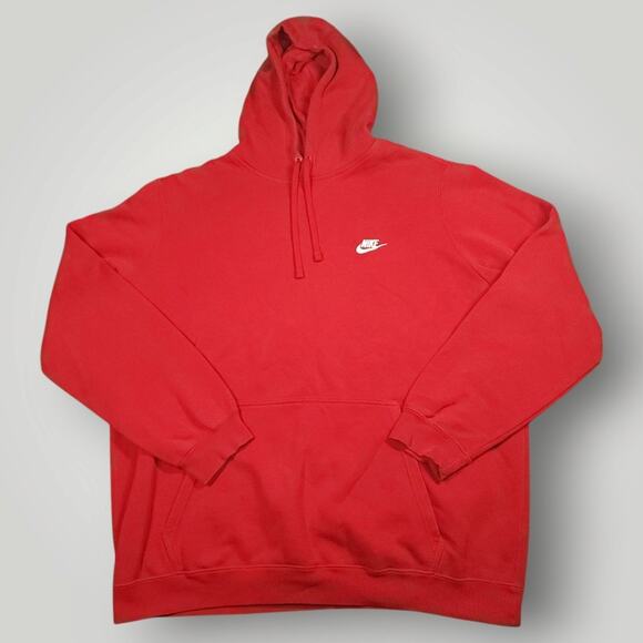 Nike Hoodie Mens XXL Vtg Y2K Pullover Swoosh Kangaroo Pocket Pump Cover Gym Red - Picture 1 of 8